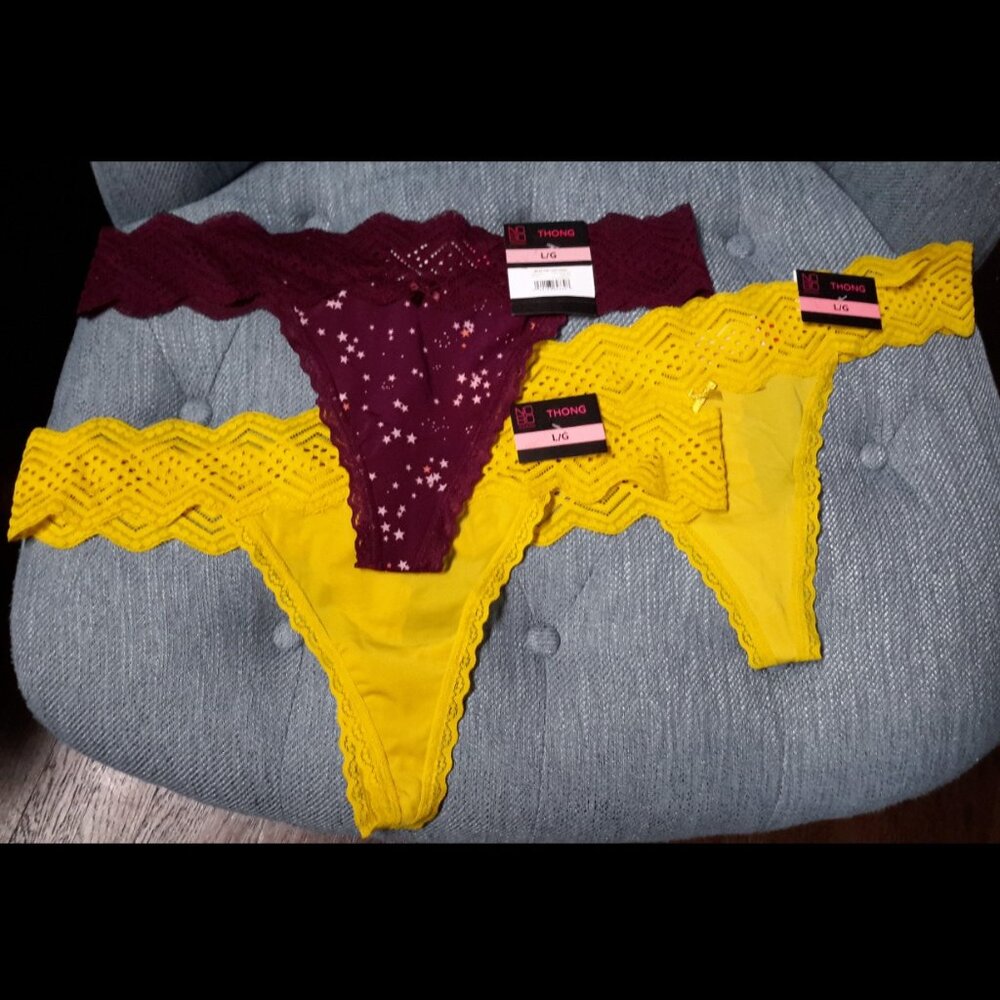 No Boundaries NOBO NWT Micro & Lace Thong (3 pack) Size L